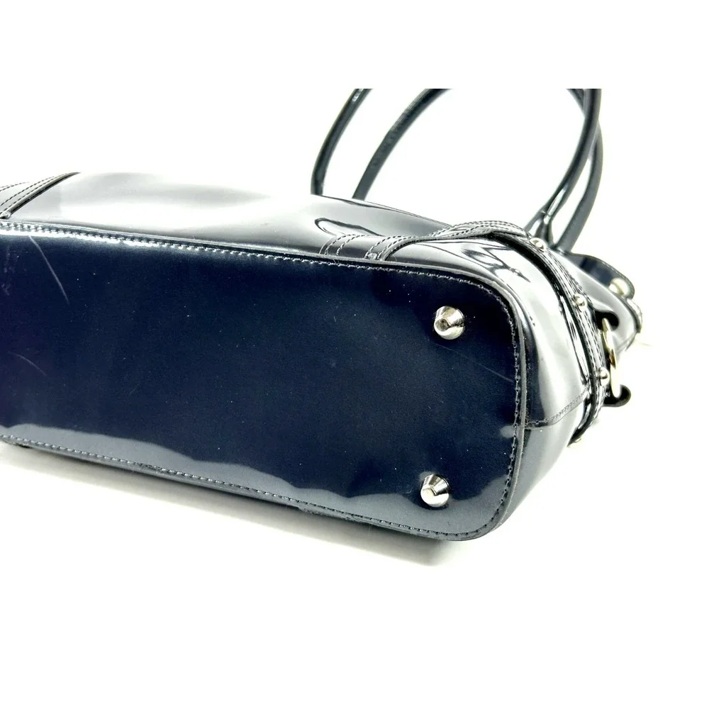 Beijo Classic Handbag Charcoal Patent Faux Leather Satchel‎ Top Handle Purse EUC